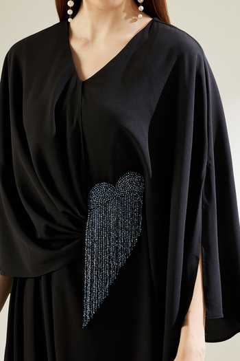 Aakaar Black Modal Sequins Crystal Fringe Draped Gown For Kids Online at Aza Fashions Aakaar_Black Modal Sequins Crystal Fringe Draped Gown For Kids_Online_at_Aza_Fashions