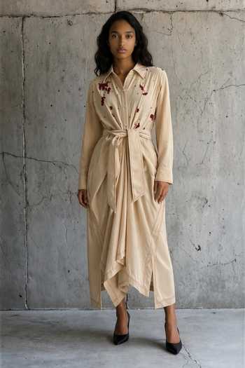 Vanshika Agarwal Label Marina Scattered Embroidered Draped Dress 