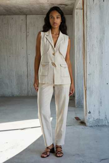 Vanshika Agarwal Label Tess Pinstripe Blazer & Trouser Set 