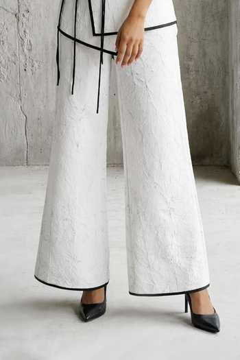 Vanshika Agarwal Label_Black Mandarin Collar Lysa Tie-up Top And Pant Set _Online_at_Aza_Fashions
