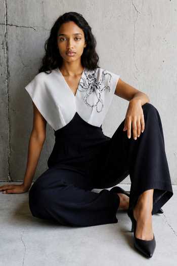 Buy_Vanshika Agarwal Label_Black Erika Octopus Embroidered Jumpsuit _Online_at_Aza_Fashions