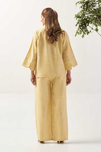 Savaaya The Soliel Schiffli Panel Shirt & Pant Co-ord Set 