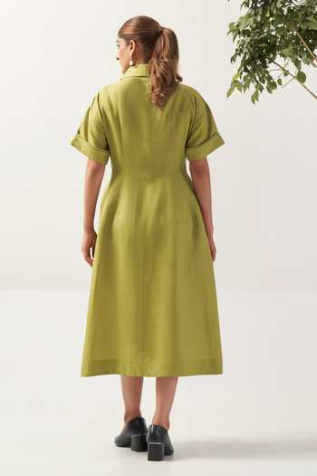 Savaaya Garden Floral Patchwork Linen Dress 