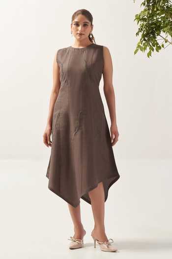 Savaaya The Dune Pure Linen Asymmetric Dress 