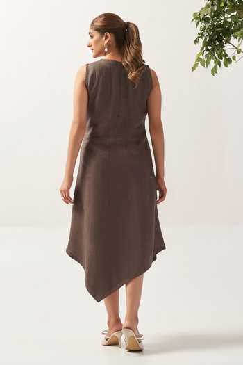 Savaaya The Dune Pure Linen Asymmetric Dress 