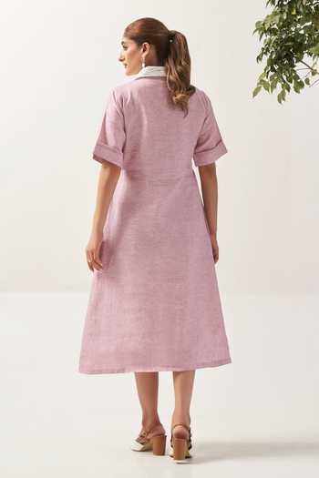 Savaaya The Rose Flower Patches Linen Dress 