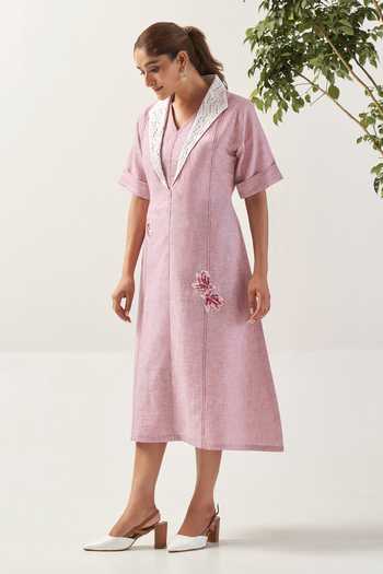Savaaya The Rose Flower Patches Linen Dress 