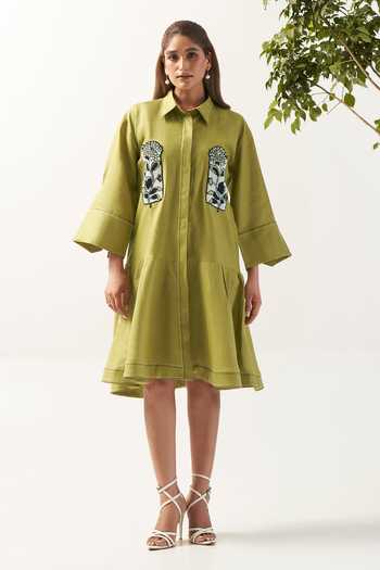 Savaaya The Moss Floral Handwork Dress 