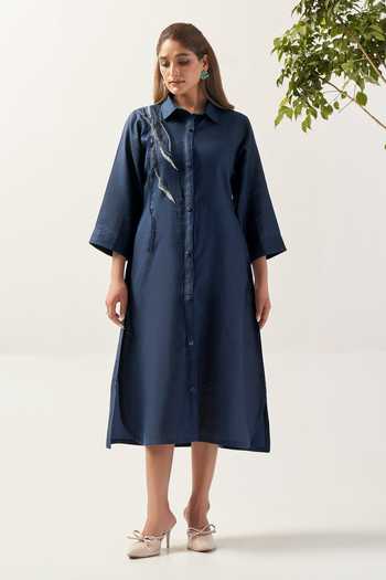 Savaaya The Midnight Handwork Linen Dress 