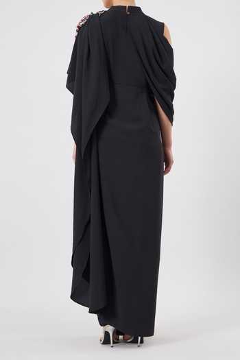 Aakaar Cowl Draped Asymmetrical Gown For Kids