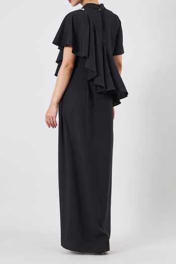 Aakaar Noir Cascade Drape Gown For Kids