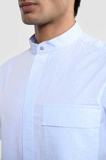 Shop Perona Sky Blue Cotton Joey Shirt Online at Aza Fashions Shop_Perona_Sky Blue Cotton Joey Shirt _Online_at_Aza_Fashions