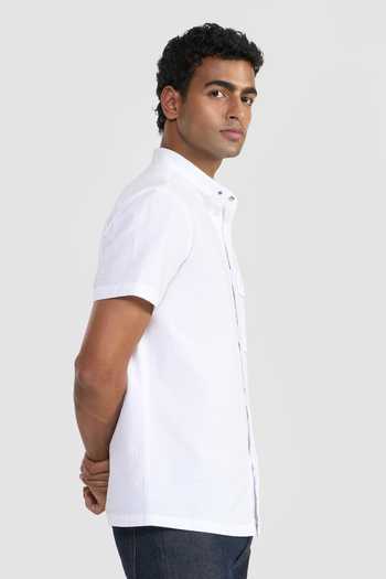 Perona White Cotton Joey Shirt Online at Aza Fashions Perona_White Cotton Joey Shirt _Online_at_Aza_Fashions