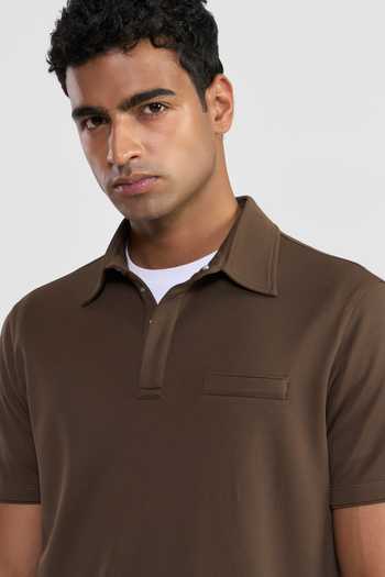 Shop_Perona_Brown Polyester, Leather Light Brandon T-shirt _Online_at_Aza_Fashions