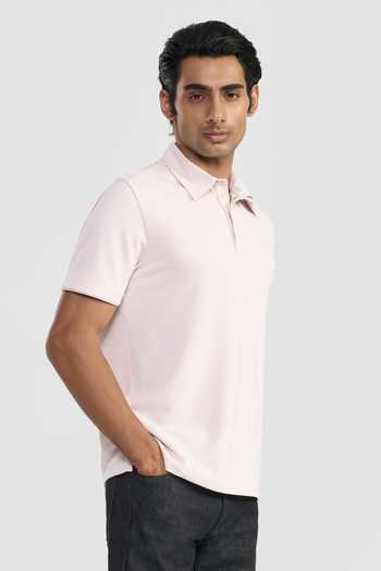 Perona Pink Polyester, Leather Brandon Plain T-shirt at Aza Fashions Perona_Pink Polyester, Leather Brandon Plain T-shirt _at_Aza_Fashions