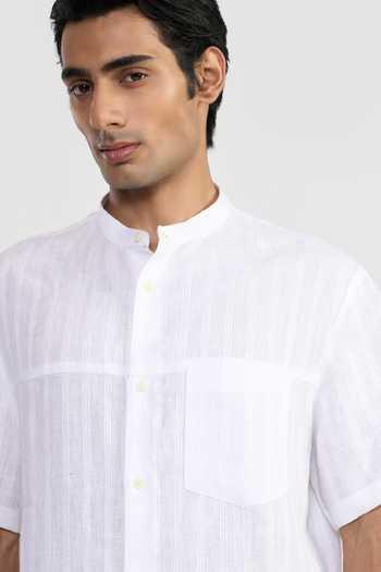 Shop_Perona_White Linen Alfred Shirt _Online_at_Aza_Fashions