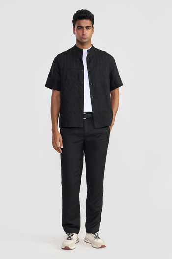 Perona Black Linen Alfred Shirt Online at Aza Fashions Perona_Black Linen Alfred Shirt _Online_at_Aza_Fashions