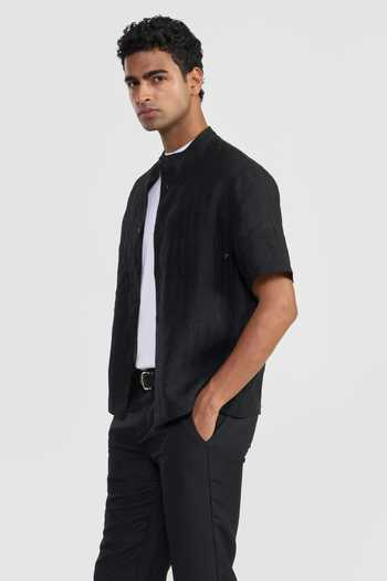 Buy Perona Black Linen Alfred Shirt Online at Aza Fashions Buy_Perona_Black Linen Alfred Shirt _Online_at_Aza_Fashions