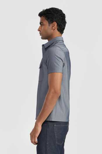 Buy Perona Blue Cotton Navy Colton Collared T-shirt Online at Aza Fashions Buy_Perona_Blue Cotton Navy Colton Collared T-shirt _Online_at_Aza_Fashions