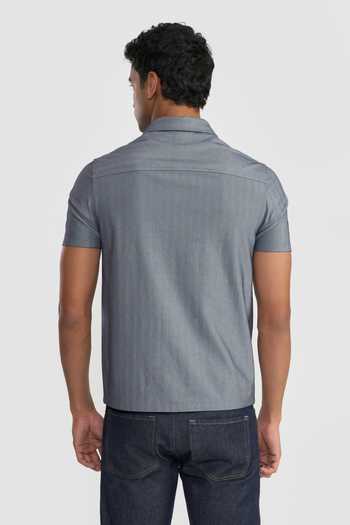 Perona Navy Colton Collared T-Shirt 