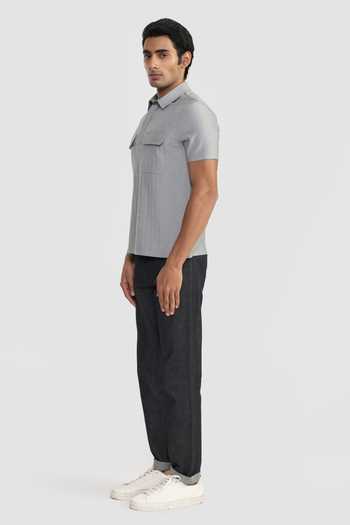 Perona_Grey Cotton Colton Solid T-shirt _Online_at_Aza_Fashions