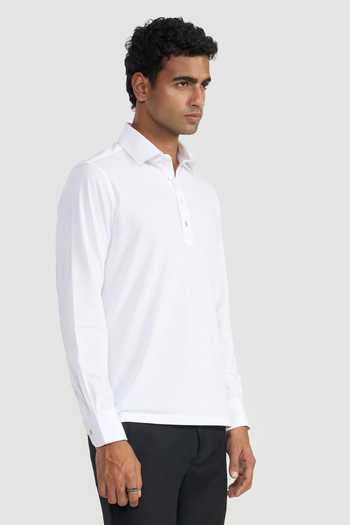 Perona White Cotton, Polyester Walter Plain T Shirt Online at Aza Fashions Perona_White Cotton, Polyester Walter Plain T Shirt _Online_at_Aza_Fashions