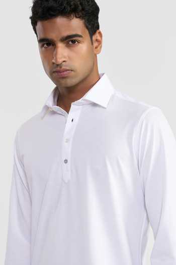 Shop Perona White Cotton, Polyester Walter Plain T Shirt Online at Aza Fashions Shop_Perona_White Cotton, Polyester Walter Plain T Shirt _Online_at_Aza_Fashions