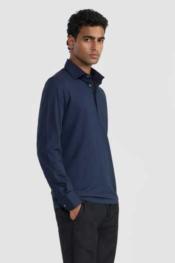 Perona Navy Cotton, Polyester Walter Polo T Shirt Online at Aza Fashions Perona_Navy Cotton, Polyester Walter Polo T Shirt _Online_at_Aza_Fashions
