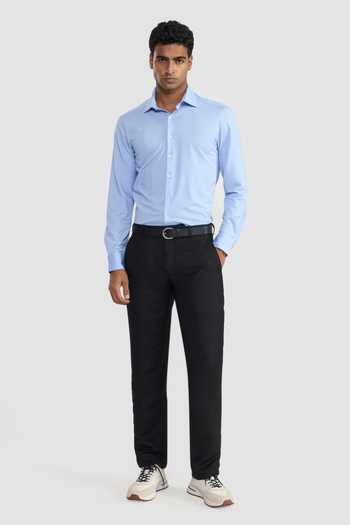 Perona_Sky Blue Cotton, Polyester Willmore Solid Shirt _Online_at_Aza_Fashions