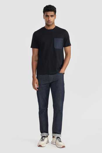 Perona Black Kobe Plain T-shirt Online at Aza Fashions Perona_Black Kobe Plain T-shirt _Online_at_Aza_Fashions