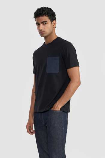 Shop Perona Black Kobe Plain T-shirt Online at Aza Fashions Shop_Perona_Black Kobe Plain T-shirt _Online_at_Aza_Fashions