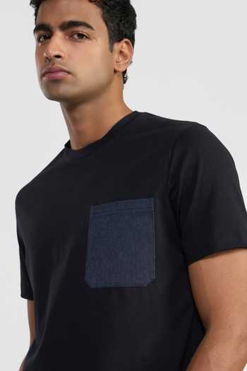Perona Black Kobe Plain T-shirt at Aza Fashions Perona_Black Kobe Plain T-shirt _at_Aza_Fashions