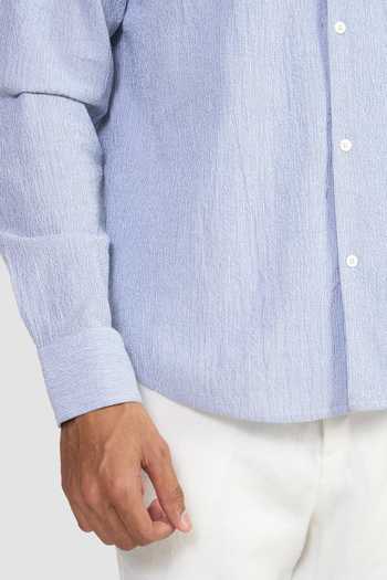 Buy Perona Blue Cotton Mario Textured Shirt Online at Aza Fashions Buy_Perona_Blue Cotton Mario Textured Shirt _Online_at_Aza_Fashions