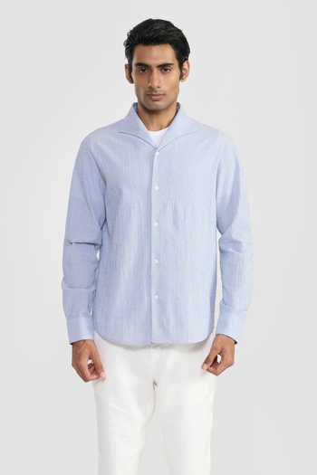 Perona Blue Mario Textured Shirt 