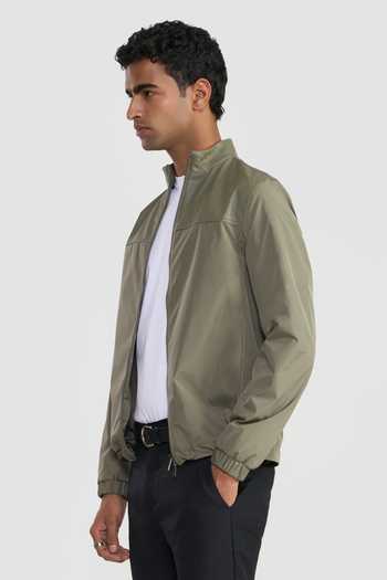 Buy Perona Olive Green Wilbur Solid Jacket Online at Aza Fashions Buy_Perona_Olive Green Wilbur Solid Jacket _Online_at_Aza_Fashions