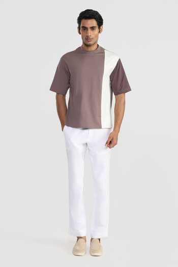 Perona Brown Cotton Conan T-shirt Online at Aza Fashions Perona_Brown Cotton Conan T-shirt _Online_at_Aza_Fashions