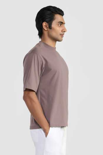 Shop Perona Brown Cotton Conan T-shirt Online at Aza Fashions Shop_Perona_Brown Cotton Conan T-shirt _Online_at_Aza_Fashions