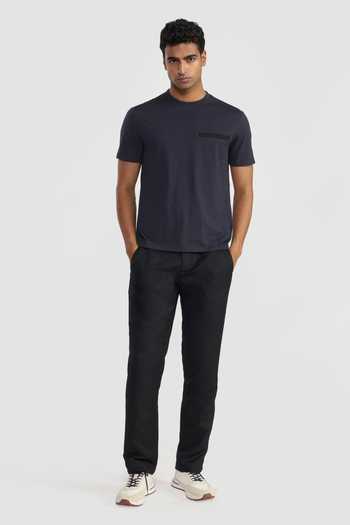 Perona Blue Cotton Percy T Shirt Online at Aza Fashions Perona_Blue Cotton Percy T Shirt _Online_at_Aza_Fashions