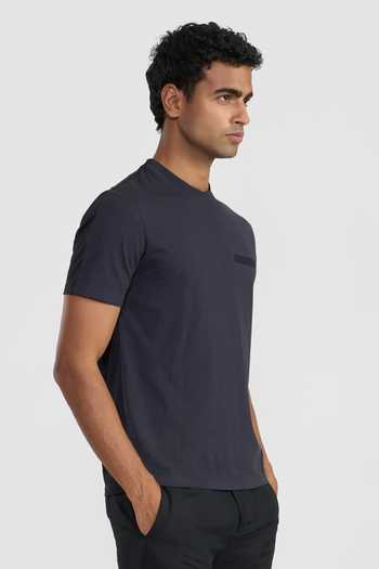 Shop Perona Blue Cotton Percy T Shirt Online at Aza Fashions Shop_Perona_Blue Cotton Percy T Shirt _Online_at_Aza_Fashions
