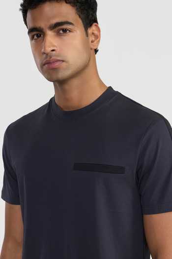 Perona Blue Cotton Percy T Shirt at Aza Fashions Perona_Blue Cotton Percy T Shirt _at_Aza_Fashions
