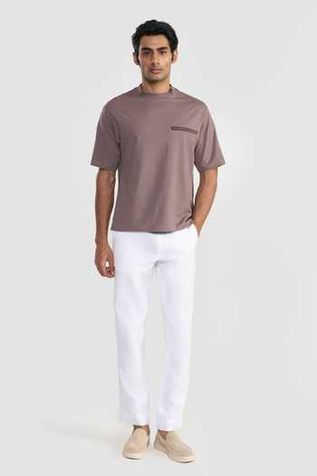 Perona Brown Cotton Percy T Shirt Online at Aza Fashions Perona_Brown Cotton Percy T Shirt _Online_at_Aza_Fashions