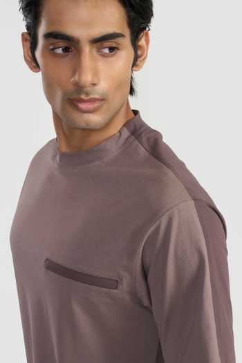 Shop Perona Brown Cotton Percy T Shirt Online at Aza Fashions Shop_Perona_Brown Cotton Percy T Shirt _Online_at_Aza_Fashions