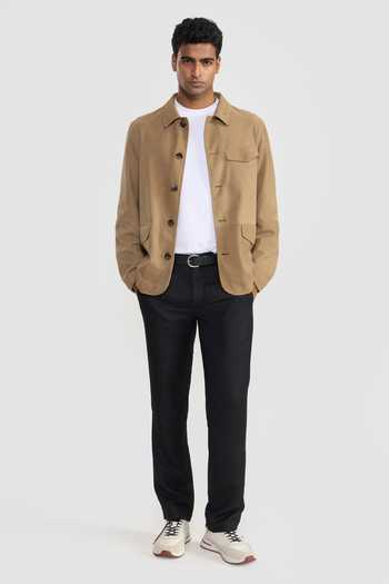 Perona Beige Suede Taupe Julien Plain Jacket Online at Aza Fashions Perona_Beige Suede Taupe Julien Plain Jacket _Online_at_Aza_Fashions