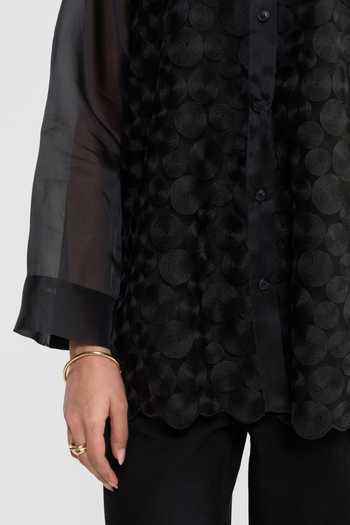Perona Black Polyester Collared Neck Teagon Shirt at Aza Fashions Perona_Black Polyester Collared Neck Teagon Shirt _at_Aza_Fashions