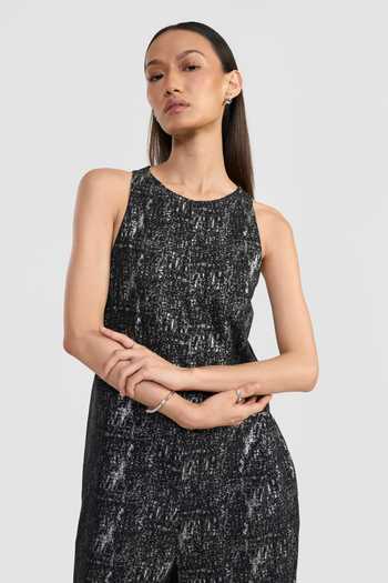 Buy_Perona_Black Textured Pattern Jumpsuit _Online_at_Aza_Fashions