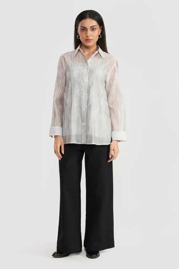 Perona Grey Juliana Textured Shirt 