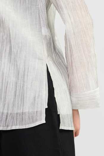 Shop_Perona_Grey Polyester, Tencel Collared Neck Juliana Textured Shirt _Online_at_Aza_Fashions