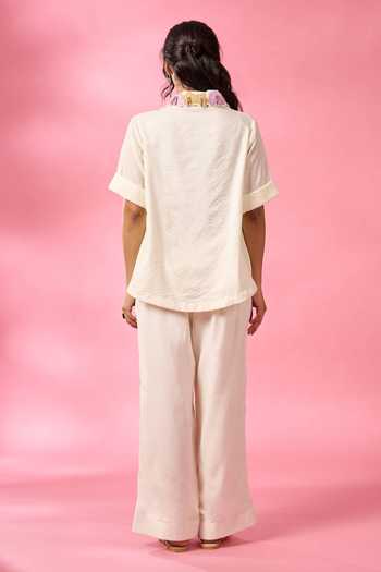 Neitri Pearl Shore Embroidered Shirt & Pant Co-ord Set 
