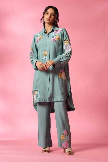 Neitri Olive Reef Embroidered Kurta & Pant Set 