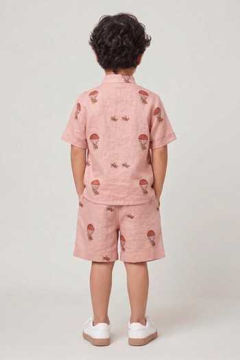 MR Brat Dusty Rose Aviatir Shirt & Shorts Set 